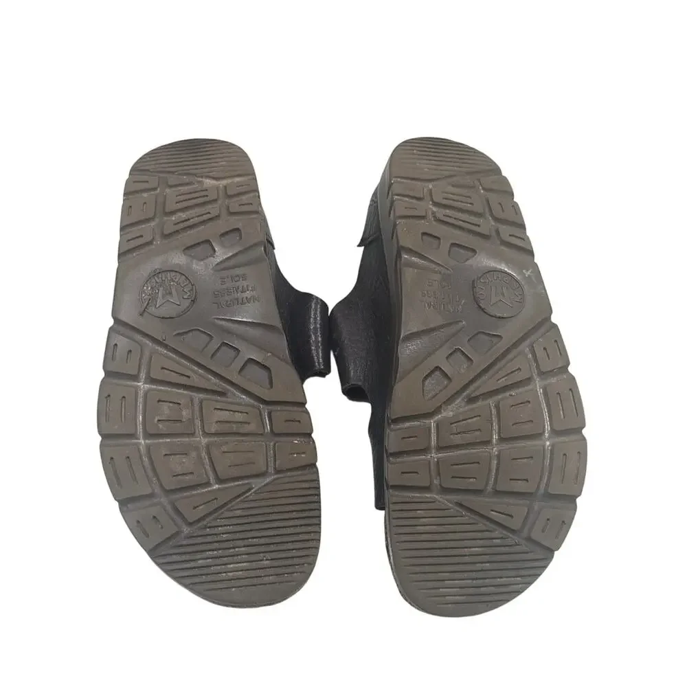 Mephisto Men's Zonder Dark Brown Buffalo 451 Buckle Strap Flat  Sandals Eur 44